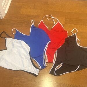 Costume One-Piece Swimsuit - Red, Blue, Black, White